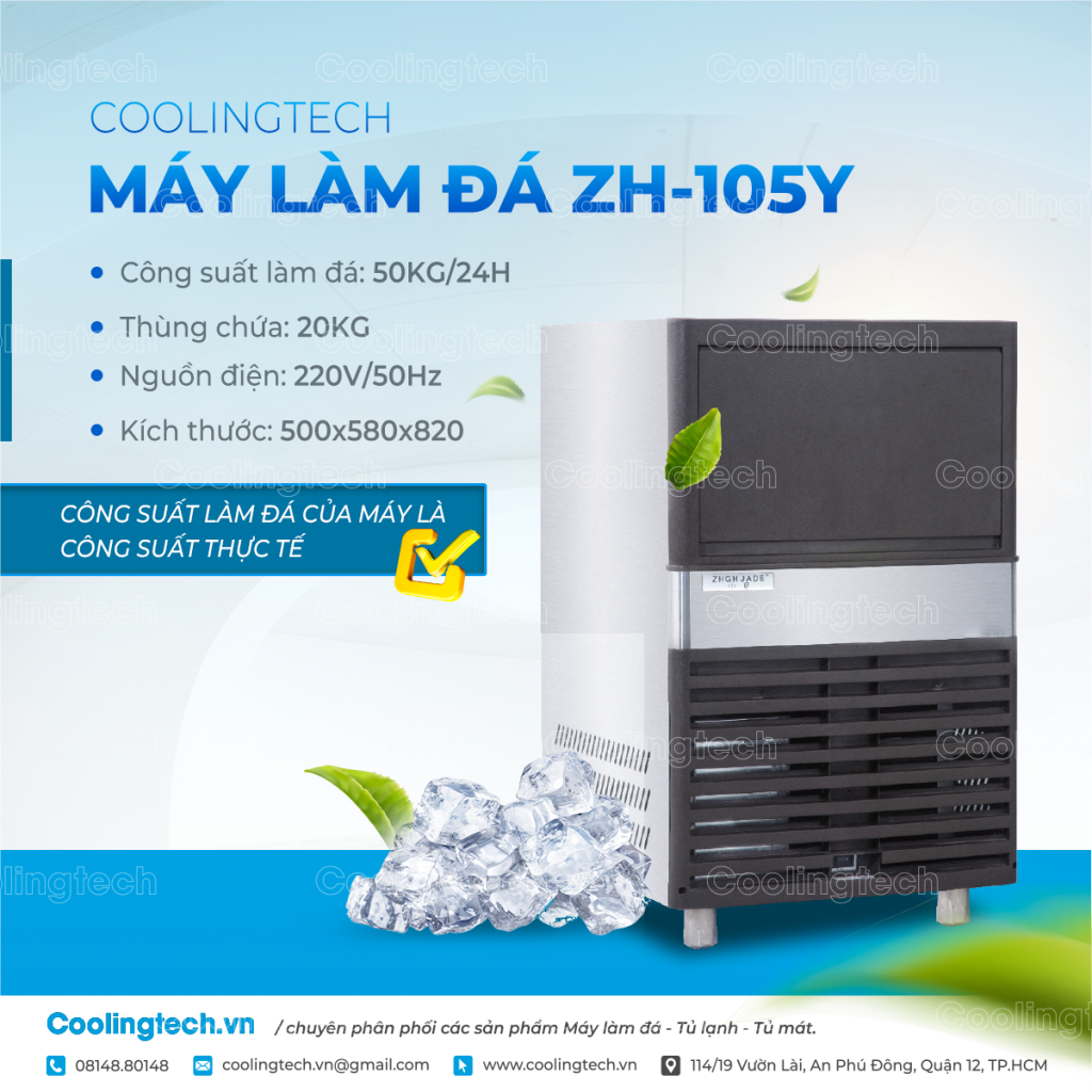 Thông số kỹ thuật của máy làm đá mini công suất 50kg của Coolingtech