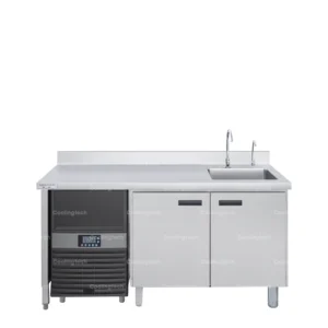 Quầy pha chế 2 cửa với máy làm đá - Chất liệu inox 304