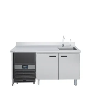 Quầy pha chế 2 cửa với máy làm đá - Chất liệu inox 304