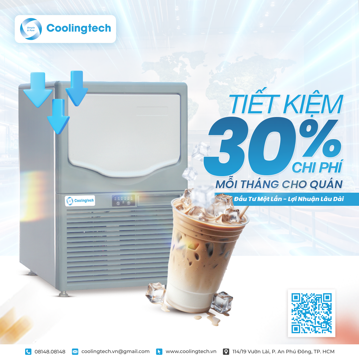 Máy Làm Đá Viên Tiết Kiệm 30% Chi Phí Mỗi Tháng Cho Quán