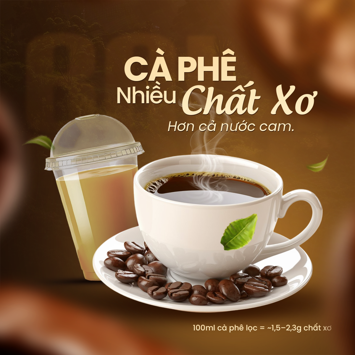 cà phê có nhiều chất xơ hơn nước cam