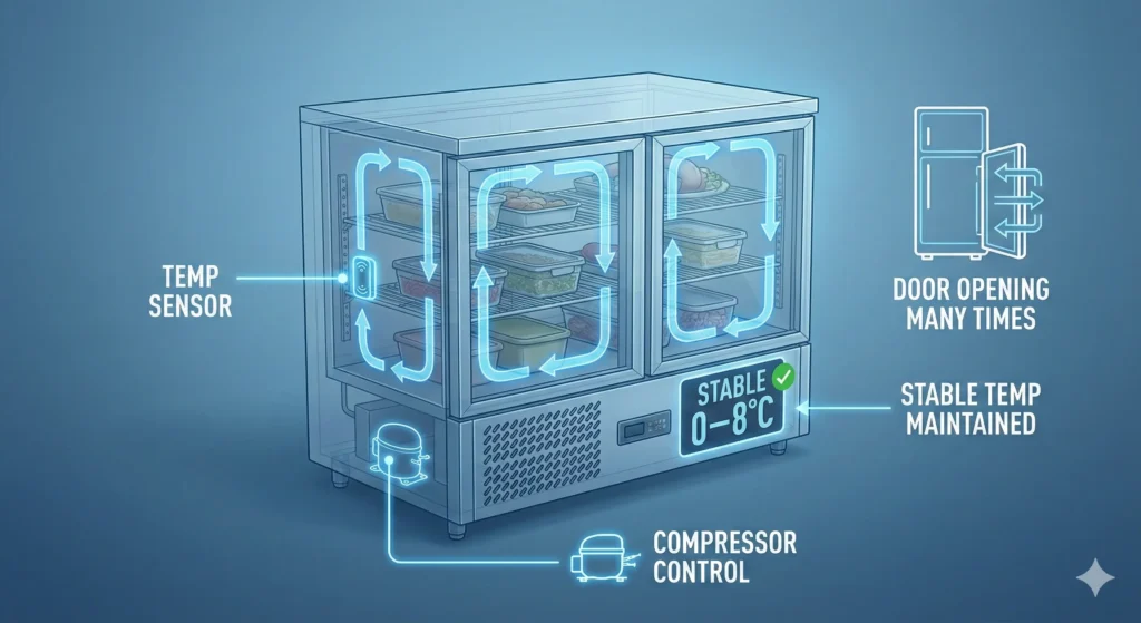Cơ chế làm lạnh đồng đều tủ bàn mát