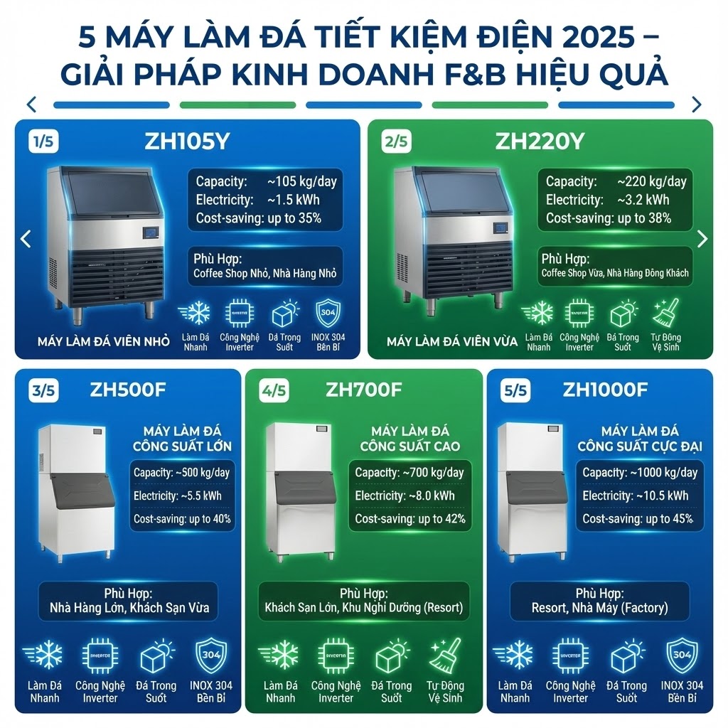 5 Mẫu Máy Làm Đá Tiết Kiệm Điện Đáng Mua Nhất 2025