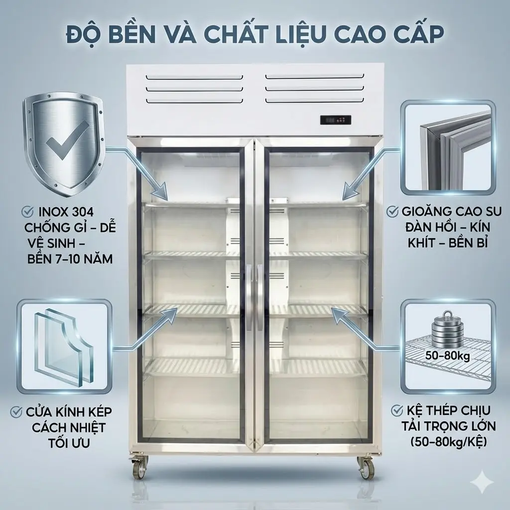 Chất Liệu – Độ Bền – Khả Năng Vệ Sinh Tủ Mát
