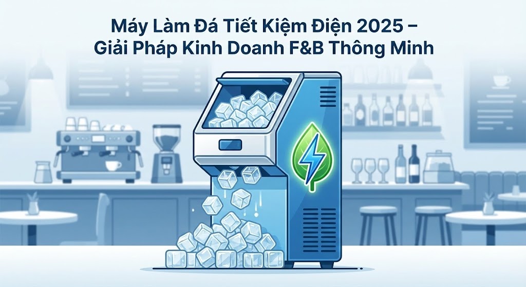 Máy Làm Đá Tiết Kiệm Điện 2025 – Giải Pháp Kinh Doanh F&B Thông Minh
