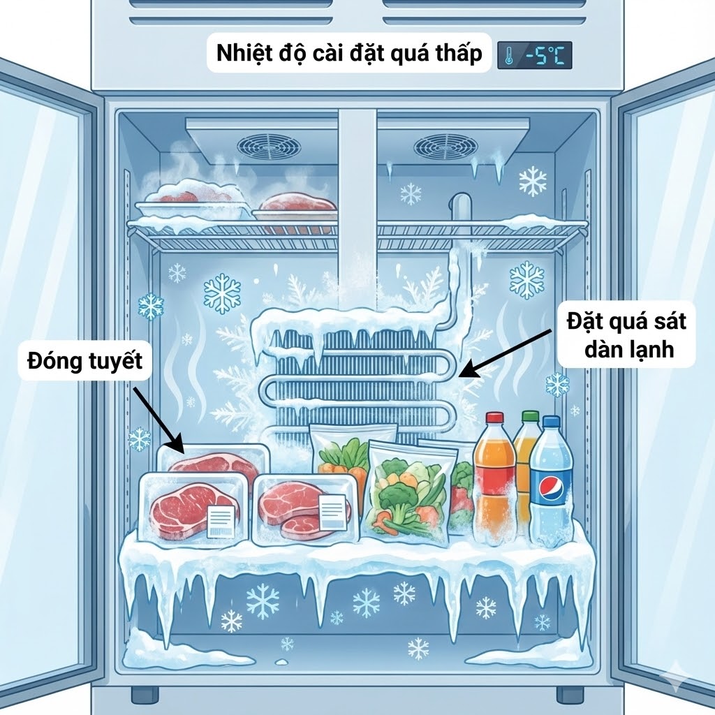 Thực Phẩm Bị Đóng Tuyết – Đặt Quá Sát Dàn Lạnh