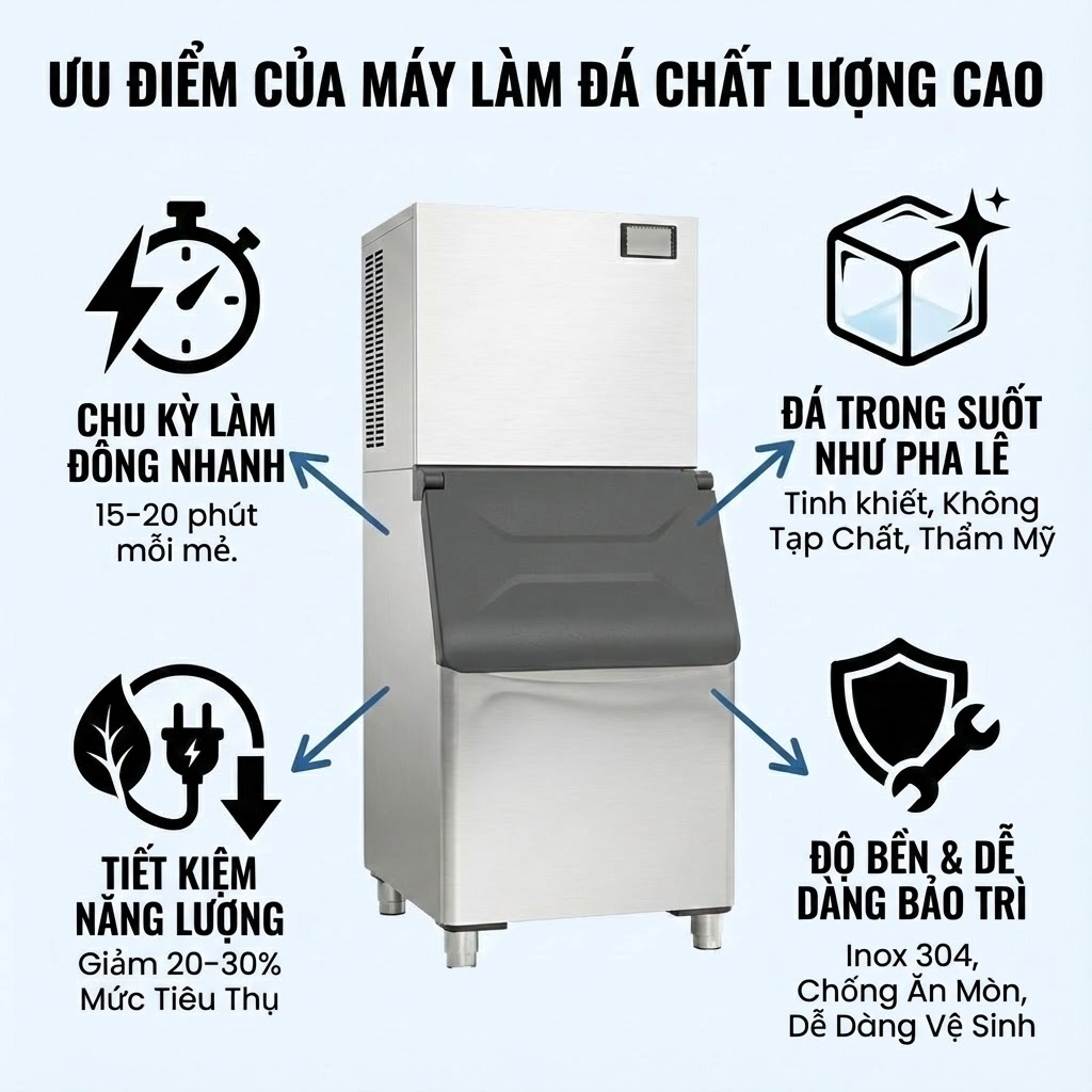 Ưu Điểm Của Máy Làm Đá Viên 300kg/Ngày