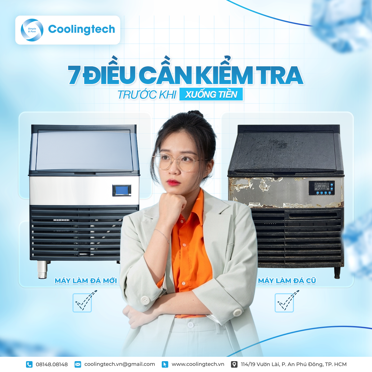 7 Cách Kiểm Tra Máy Làm Đá Vuông Cũ Trước Mua