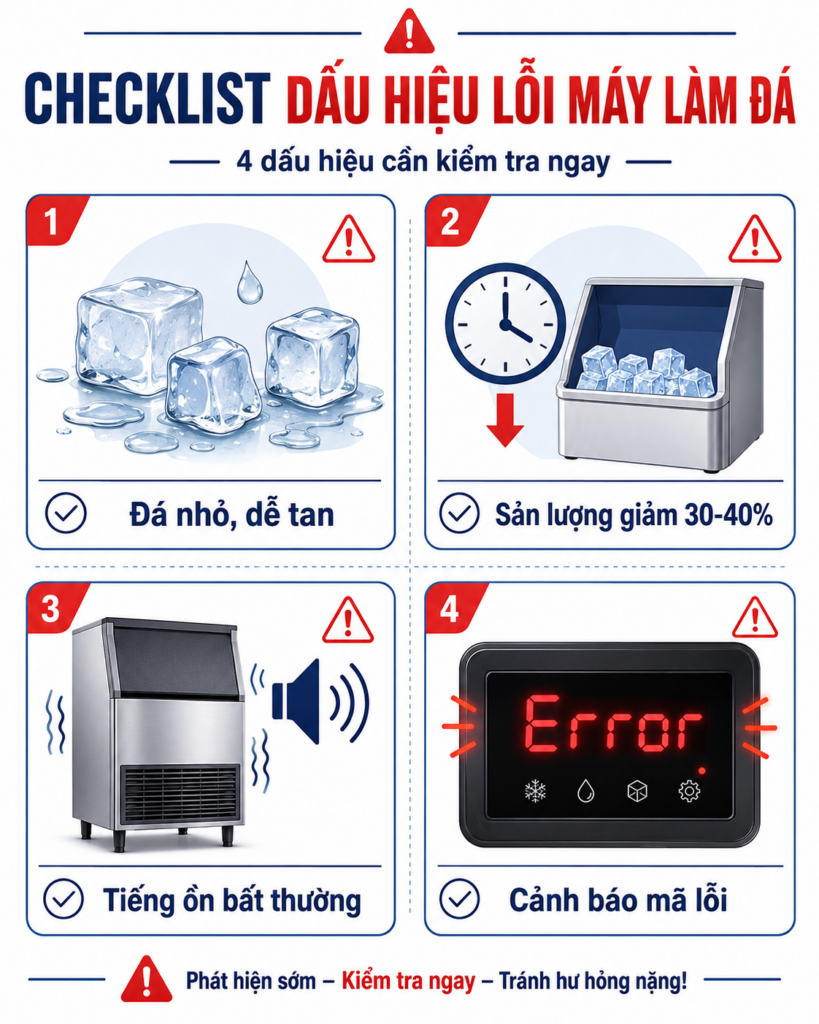 Dấu hiệu máy làm đá chậm