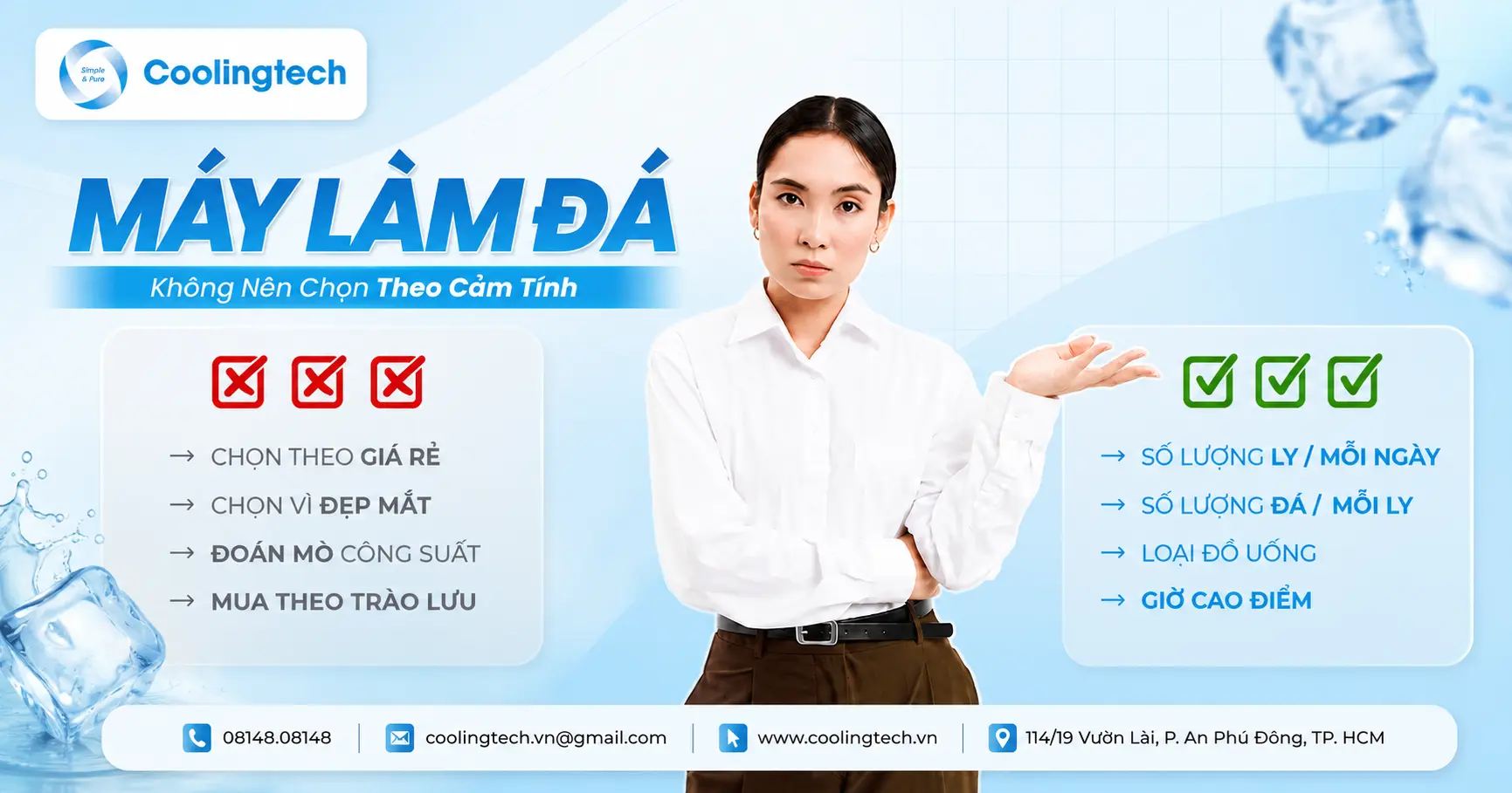 Máy Làm Đá Chọn Đúng Công Suất Tránh Lãng Phí